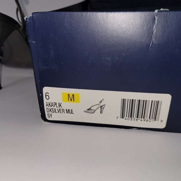 Anne Klein Women's Heel Open Toe sling back Strap Dark Silver Patent y2k Sandals - Picture 10 of 10